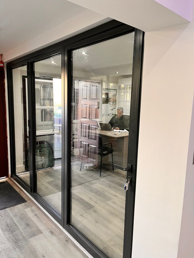 anthracite grey cortizo bifold doors